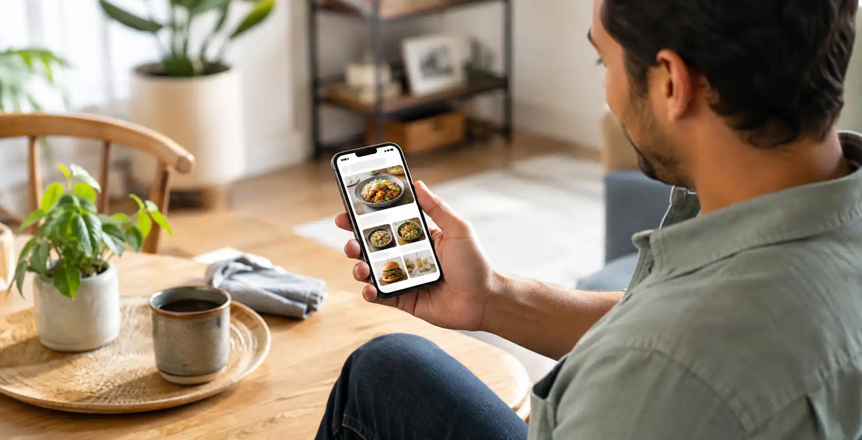 Customer browsing a local restaurant menu through the TriYum app