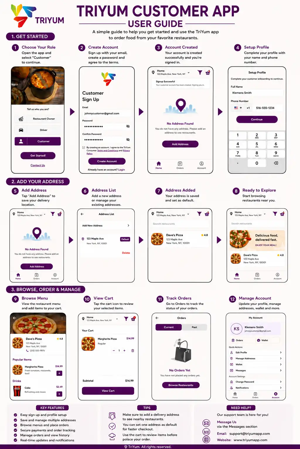 Customer ordering food with the Triyum app