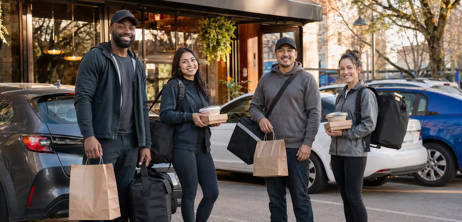 Local food delivery drivers ready to make deliveries with TriYum