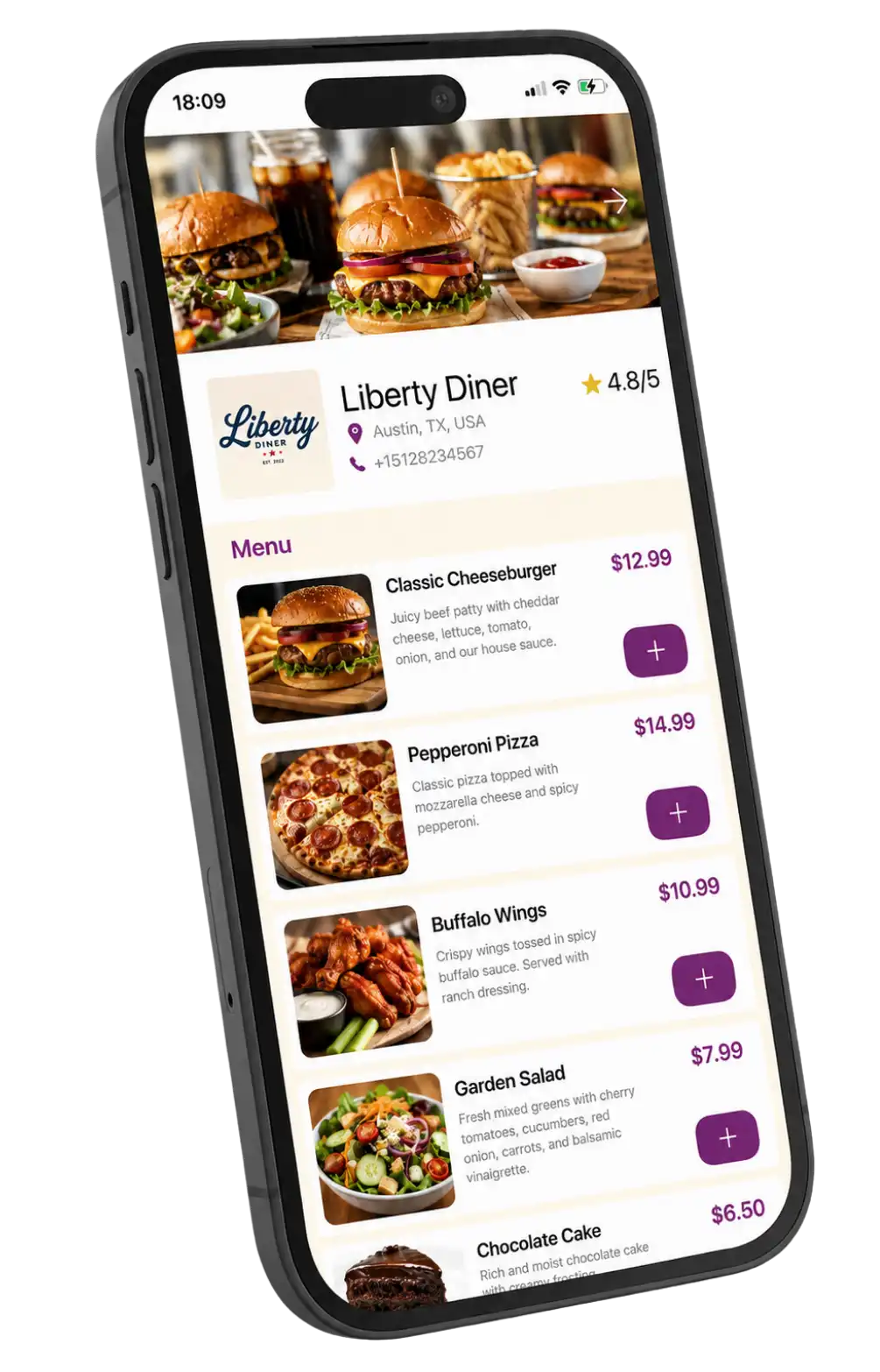 TriYum app showing transparent food delivery pricing and local restaurants