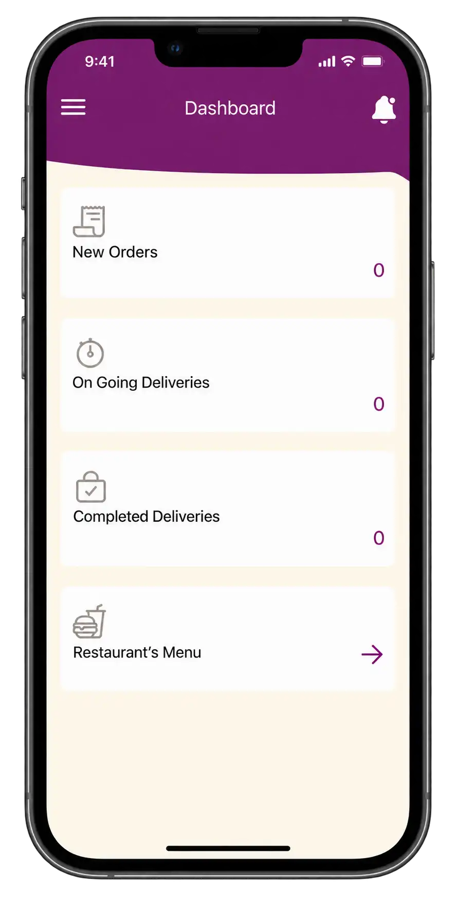Restaurant managing a food delivery order with the Triyum app.